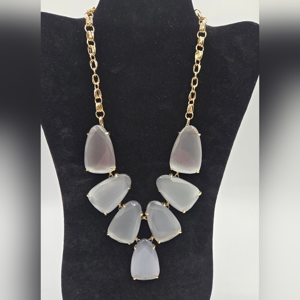 Kendra Scott Harlow Necklace in Slate Gray Cat's Eye & Yellow Gold Plate 19.5”